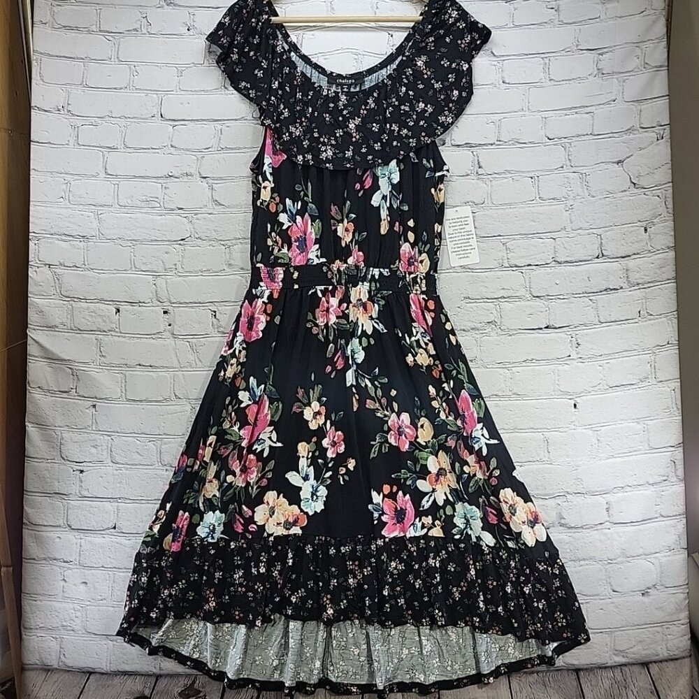 Chelsea Dress Womens M 14/16 Floral Boho‎ Ruffle Flutter Rayon Swing New NWT